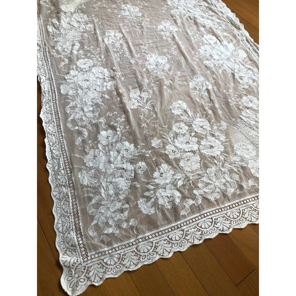 Vintage Lace Window Curtain Panel Romantic Cottage Floral 46